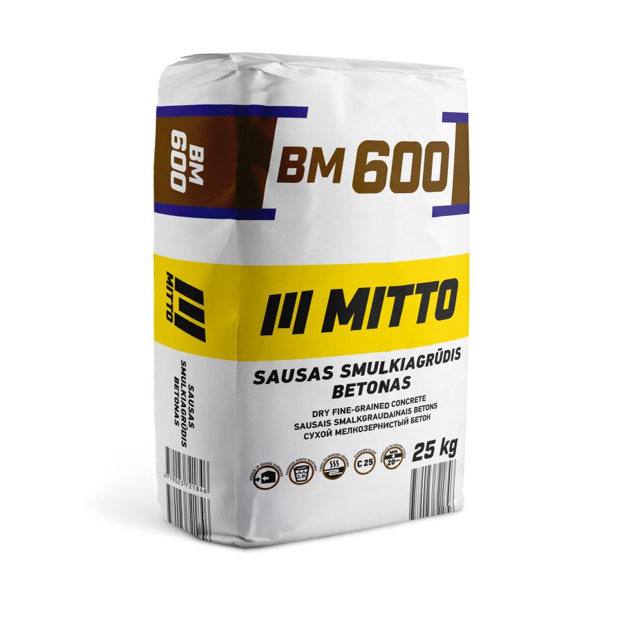 Sausas smulkiagrūdis betonas MITTO BM600, 25 kg