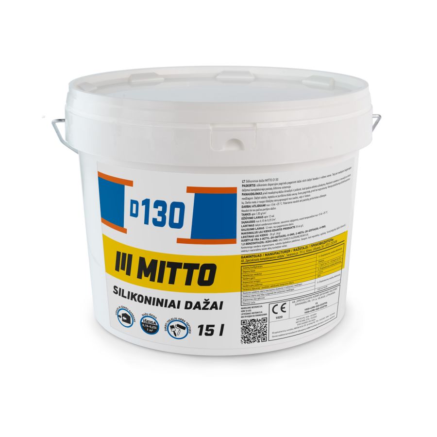 Silikoninis dažai MITTO D130 15 ltr. baltas parindas