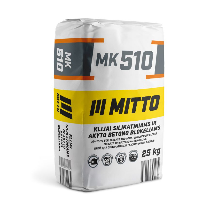 Klijai silikatiniams ir akyto betono blokeliams MITTO MK510, 25 kg