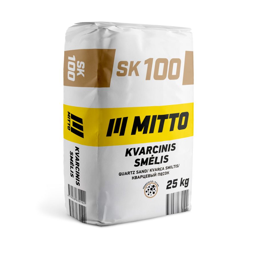Kvarcinis smėlis MITTO SK100, frakcija 0,00 - 0,4 mm, 25kg